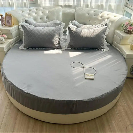Round Microfiber Fabric Fitted Bedsheet And Bed-Skirt / Ruchi