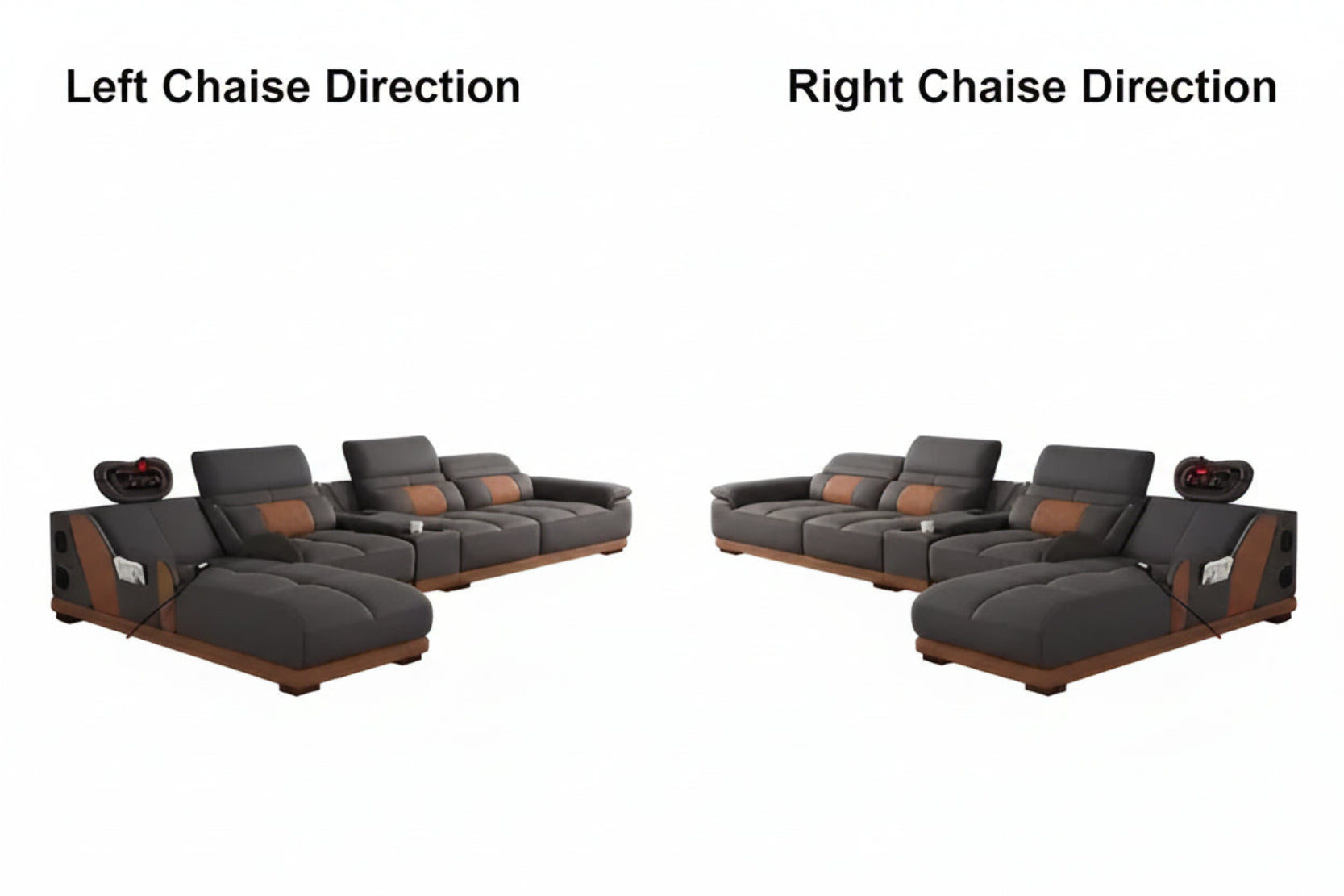 Head Massager Leather Sectional Sofa / Ruchi