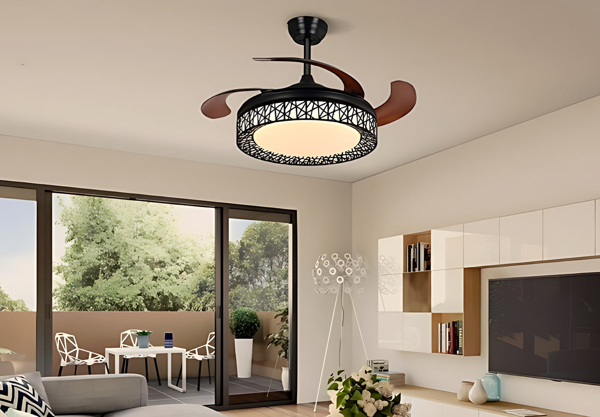 Retractable Ceiling Fan With Light And Remote / Ruchi