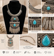 Turquoise Stone Alloy Boho Feather Necklace / Ruchi