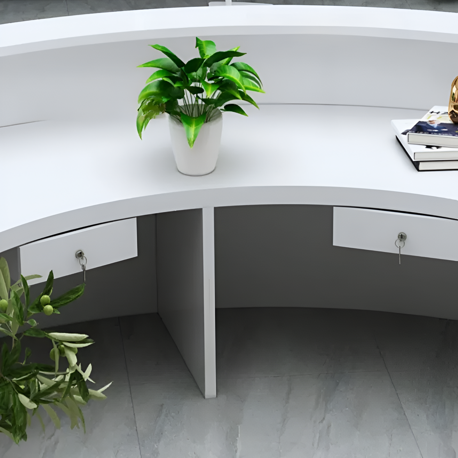 Round Wooden Modern Reception Desk With LED / Ruchi