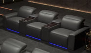Power Recliner LED Leather Sofa For Theater