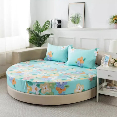 Modern Round Cotton Fitted Bedsheet Set / Ruchi