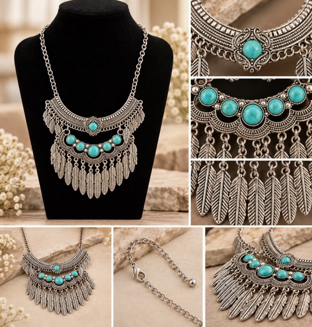 Alloy Black Bead Layered Statement Necklace / Ruchi