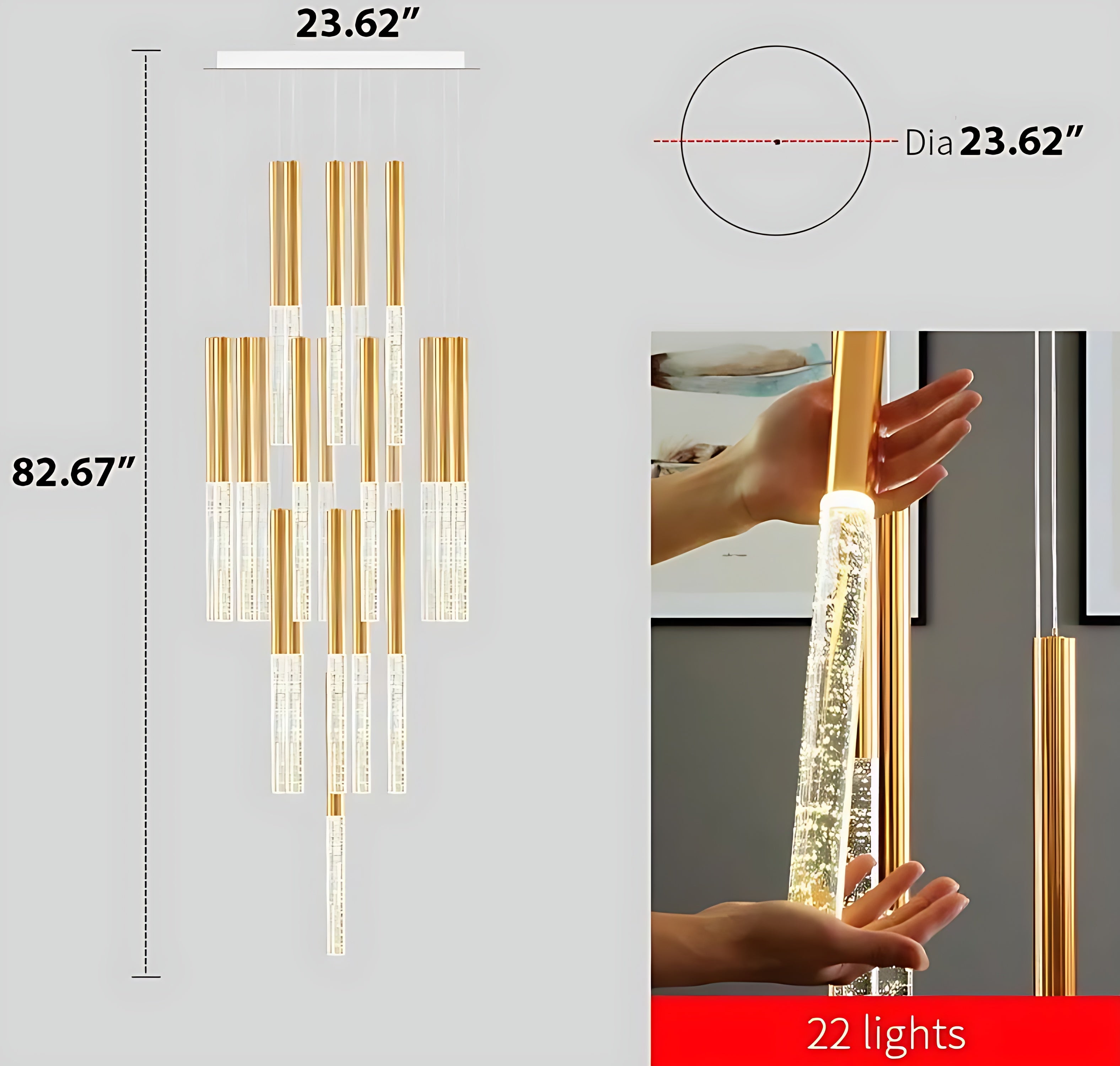 Large LED Multi Light Pendant Chandelier / Ruchi
