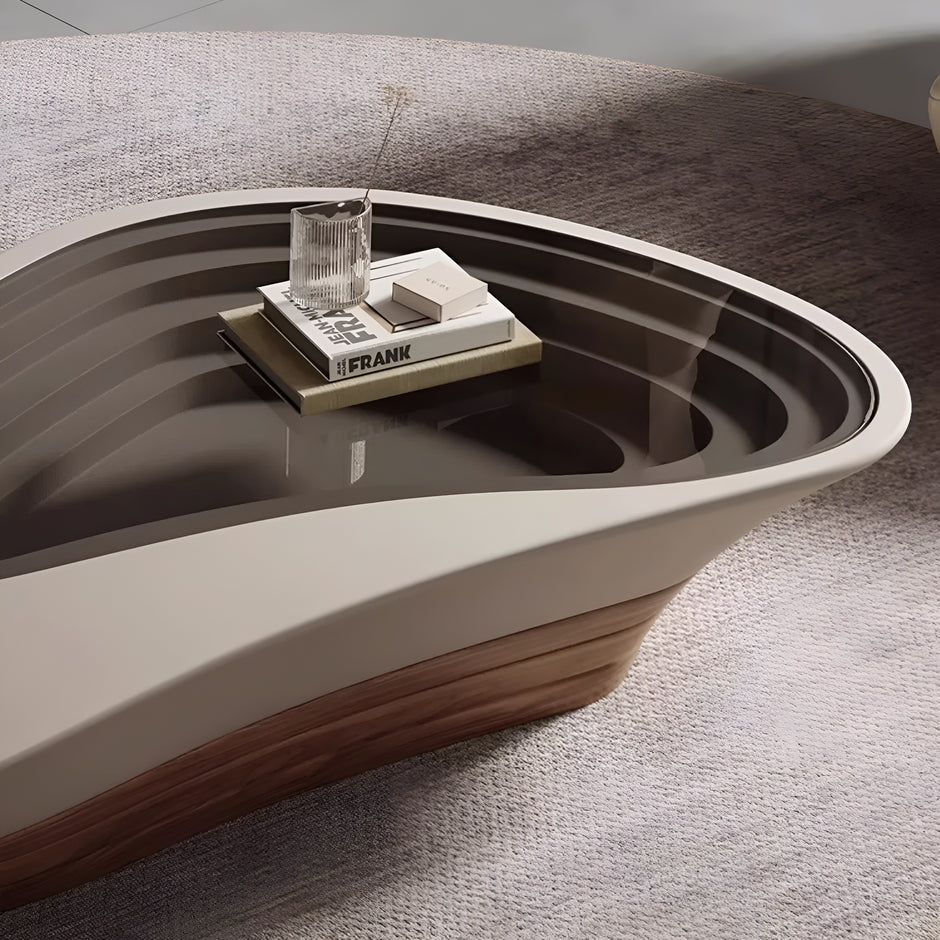 Artistic Glass Top Wooden Coffee Table / Ruchi