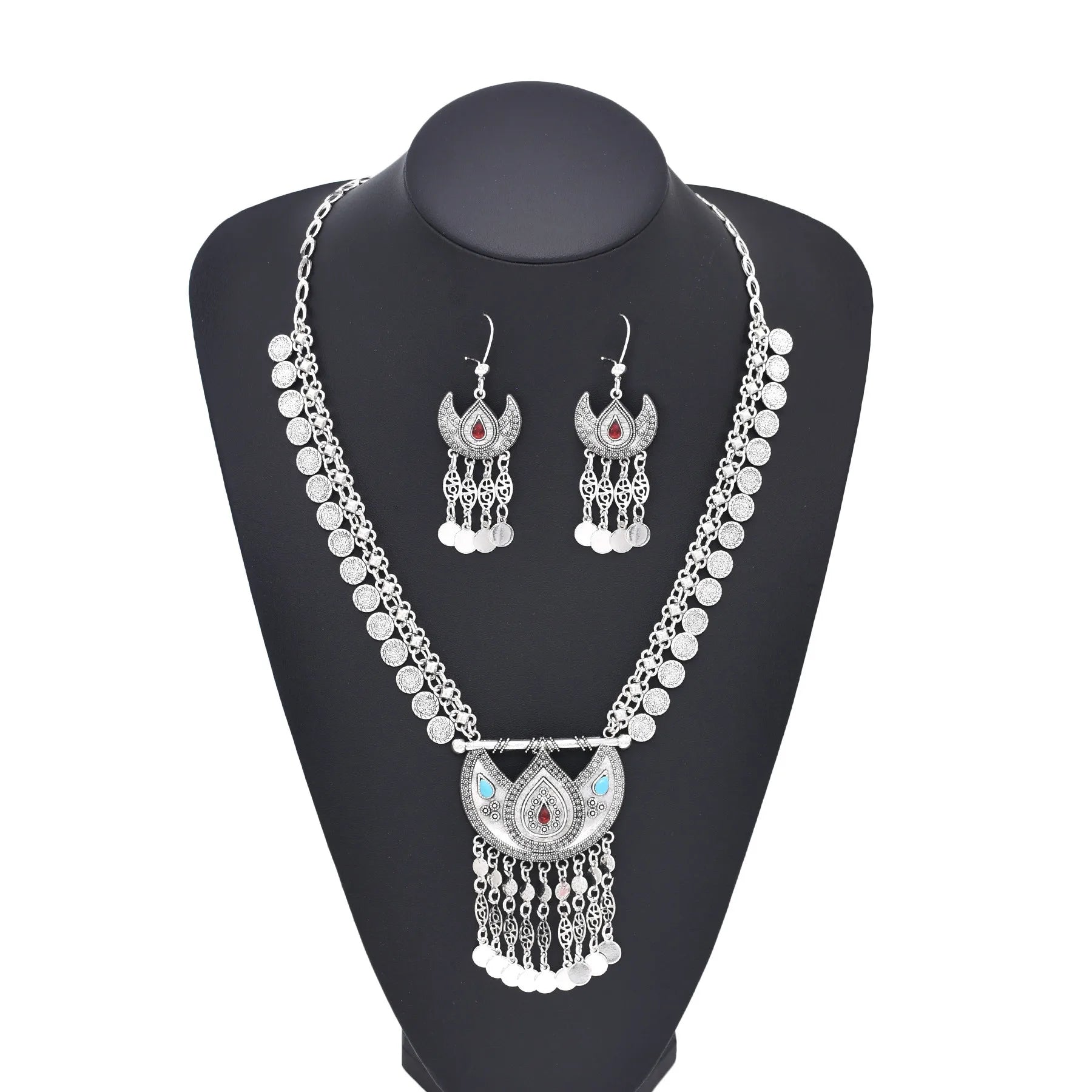Bohemian Croissant Shaped Ethnic Necklace Set / Ruchi