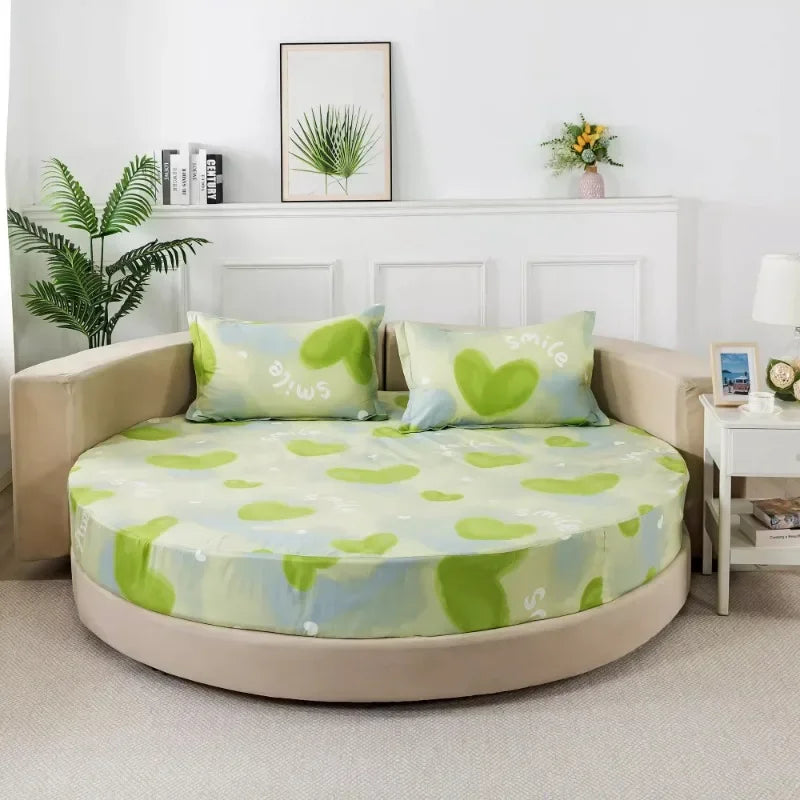 Modern Round Cotton Fitted Bedsheet Set / Ruchi
