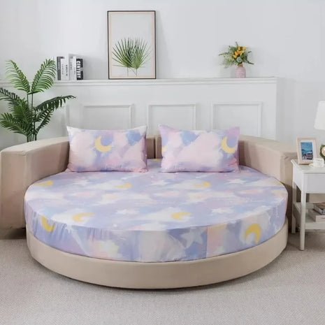 Modern Round Cotton Fitted Bedsheet Set / Ruchi