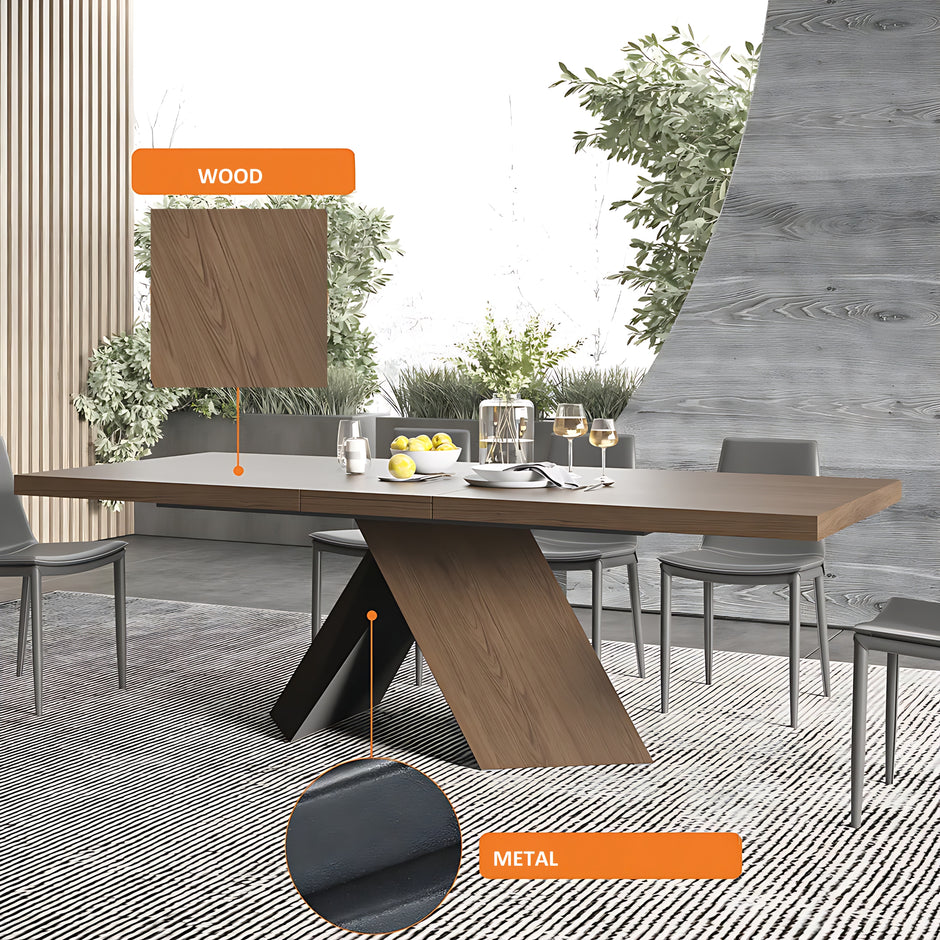 Rectangular Extendable Wooden Dining Table Set For 6