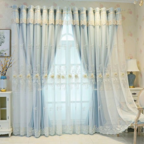 Polyester Tulle Window Curtain With Flower Embroidery / Ruchi