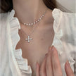 Double Chain Cross Pendant Necklace / Ruchi