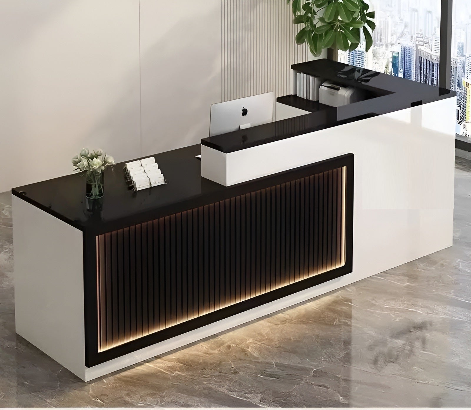 Modern Wooden LED Reception Desk / Ruchi