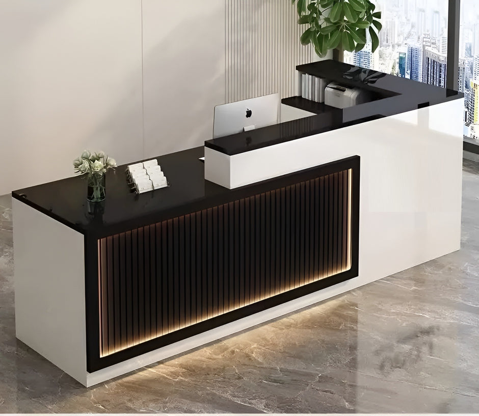 Modern Wooden LED Reception Desk / Ruchi