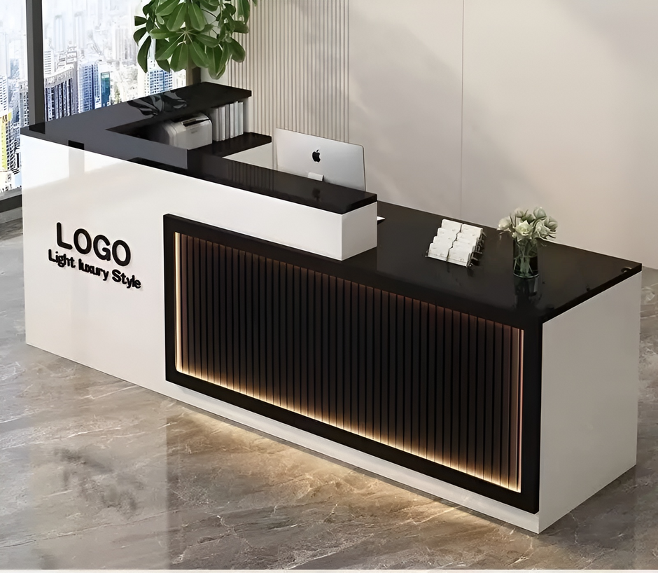 Modern Wooden LED Reception Desk / Ruchi 