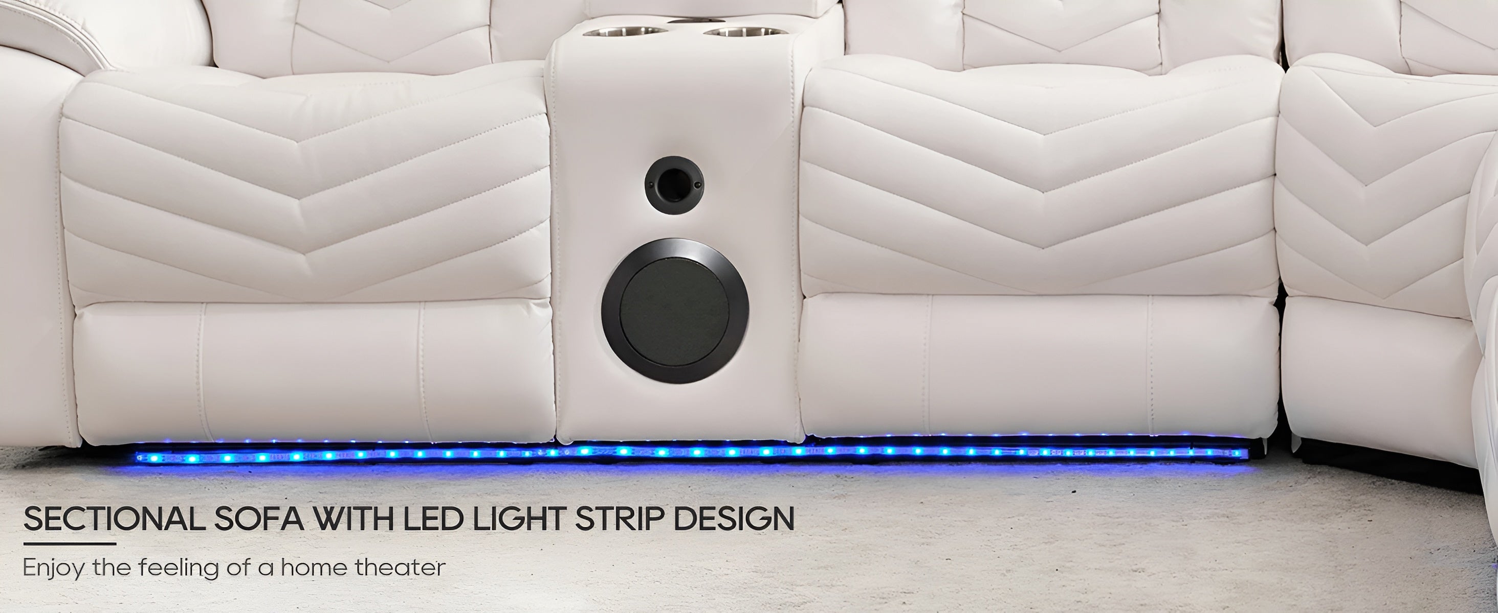 Multifunctional Electric Recliner LED Sectional Leather Sofa / Ruchi