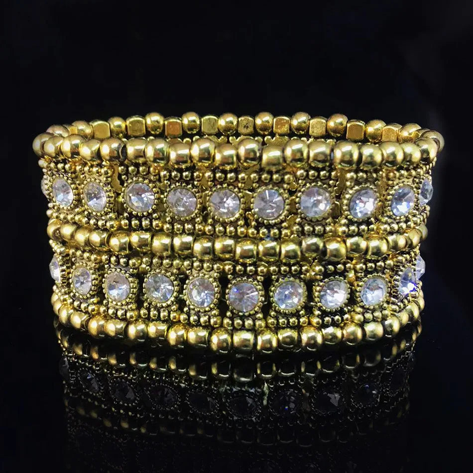 Luxury Round Golden Stone Beaded Bracelet / Ruchi