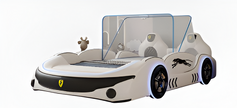 LED Leather Kids Car Bed With Mattress