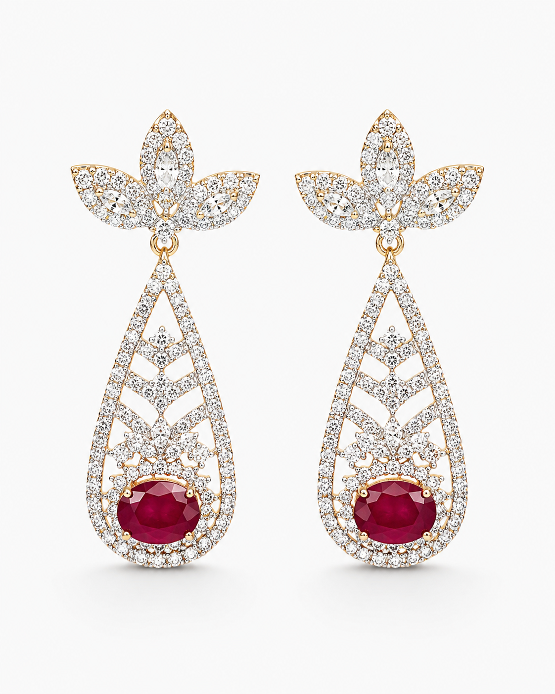Chandelier Drop Design Cubic Zirconia Metal Earrings / Ruchi