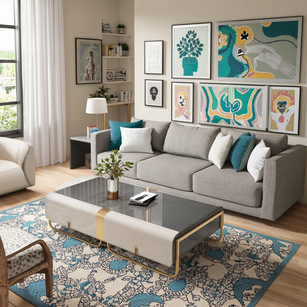 Wooden Coffee Table And TV Stand Set / Ruchi