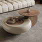 Extendable Round Wooden Coffee Table With Storage / Ruchi