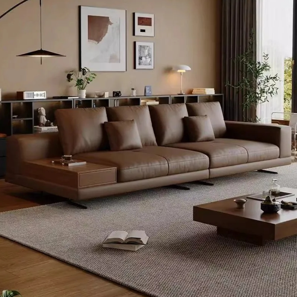 Traditional Japanese Style Leather Sofa Set