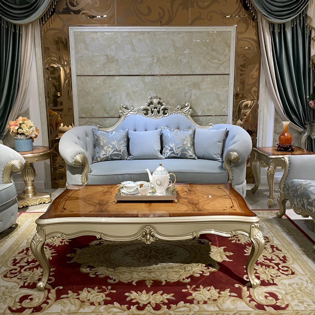 4 Piece Velvet Upholstered European Sofa Set / Ruchi