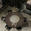 Shiny Wooden Top Round Dining Table Set