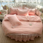 Round Microfiber Fabric Fitted Bedsheet And Bed-Skirt