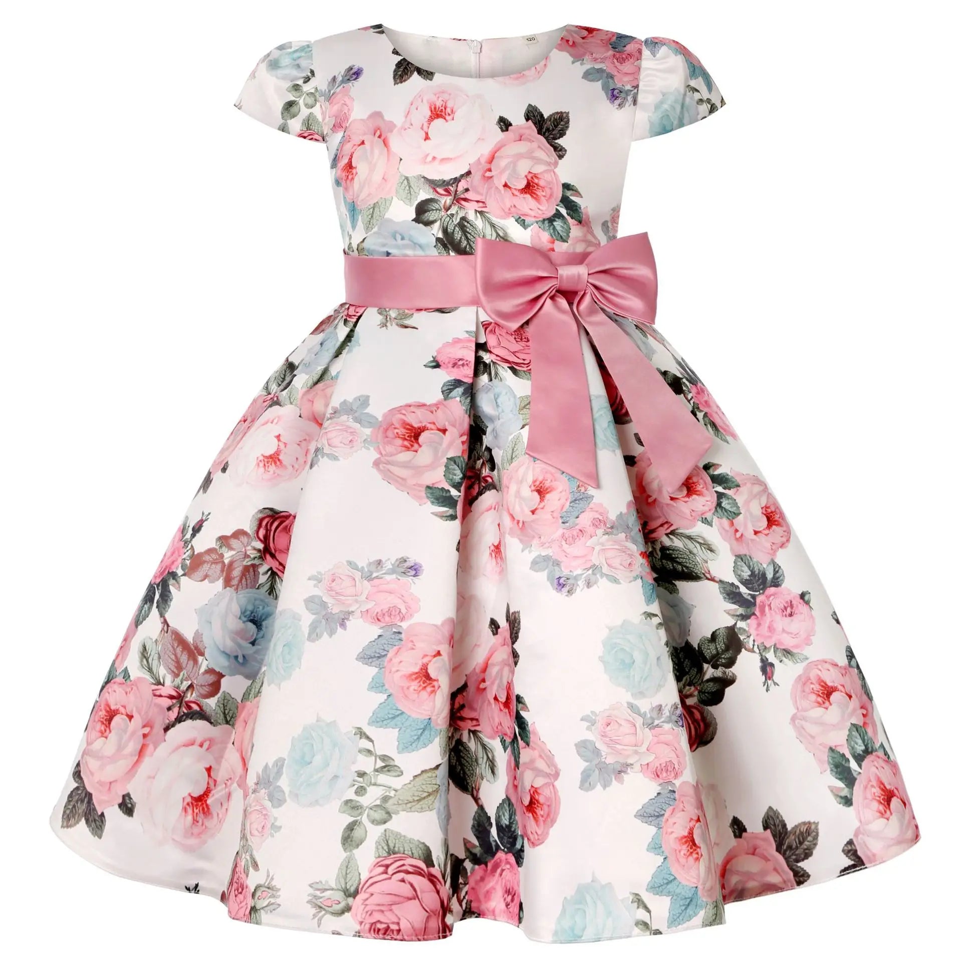 Sleeveless Floral Design Polyester Girl Kids Dress / Ruchi