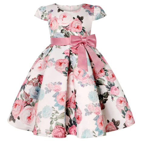 Sleeveless Floral Design Polyester Girl Kids Dress / Ruchi