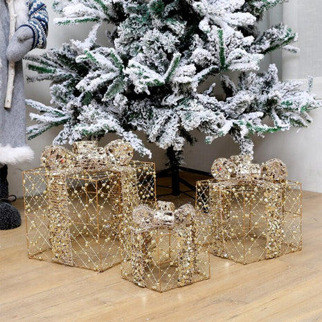3 Metallic LED Christmas Gift Boxes / Ruchi