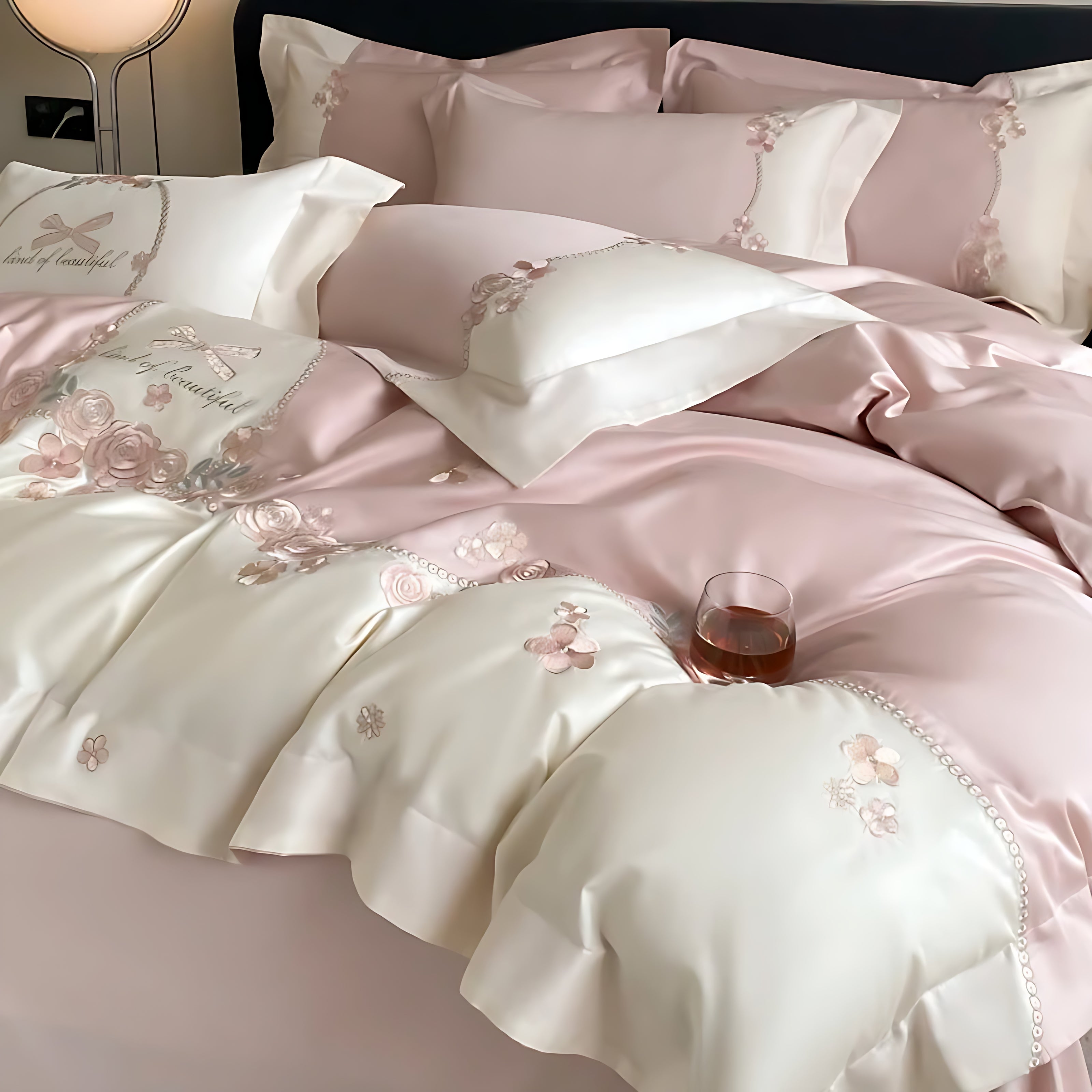 French-Style Fitted Floral Cotton Bedding Set / Ruchi