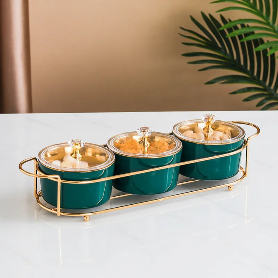 Ceramic Dry Fruit Bowl Set With Lid / Ruchi