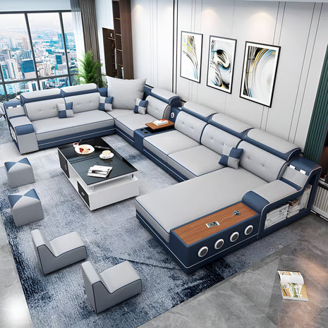  Multifunctional Leather Sectional Sofa with Chaise / Ruchi