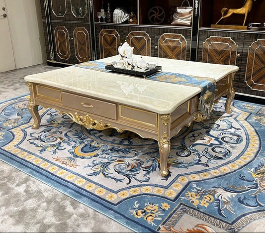 European Marble Top Coffee Table With Storage / Ruchi