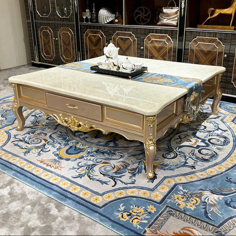 European Marble Top Coffee Table With Storage / Ruchi