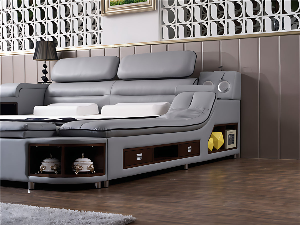Ultimate Leather Upholstery Multifunctional Smart Bed / Ruchi