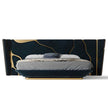 Golden Metallic Veins Design Velvet Bed / Ruchi
