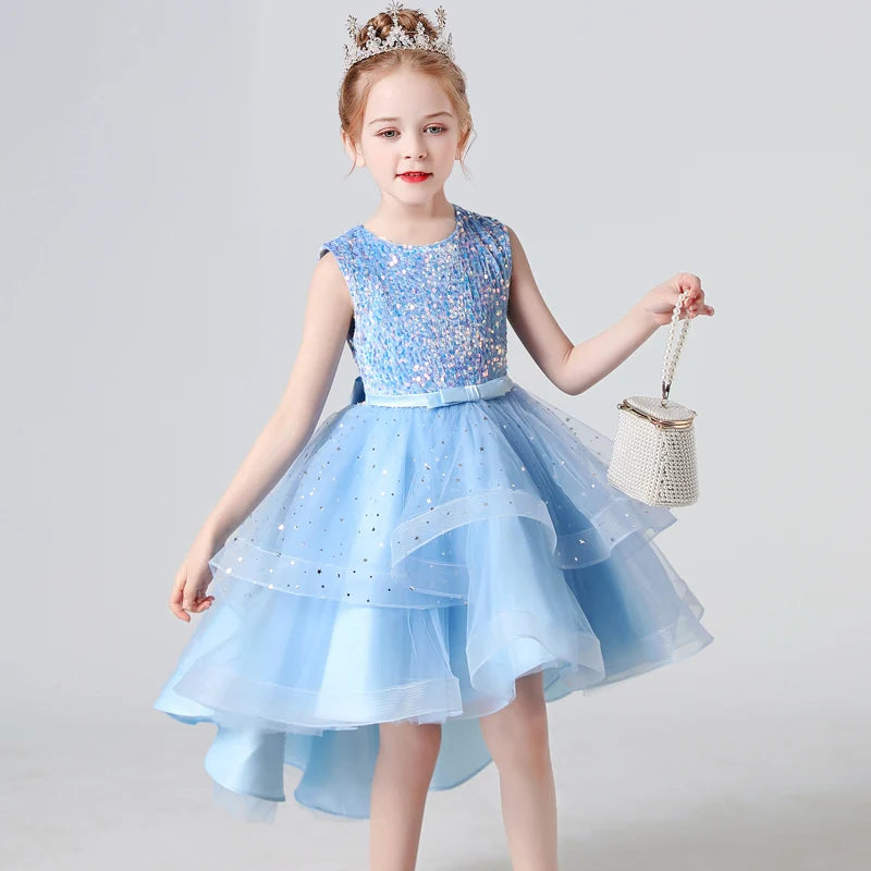 Sleeveless Kids Party Dress With Tulle Skirt