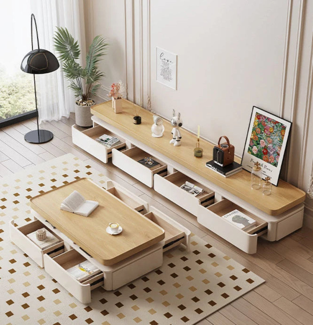 Set Of Wooden Coffee Table & TV Stand