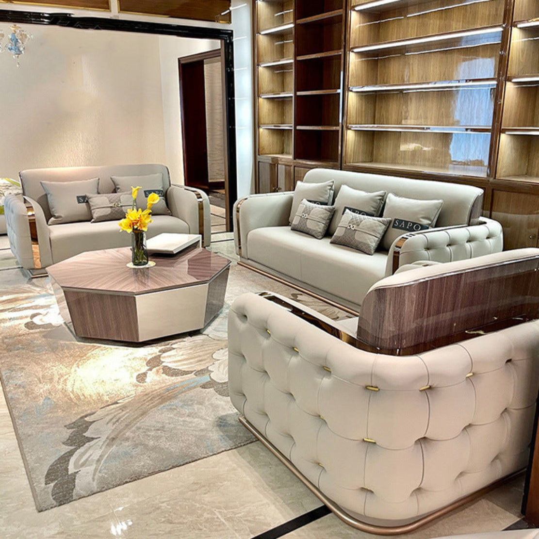 Modern Living Room Leather Sofa Set / Ruchi