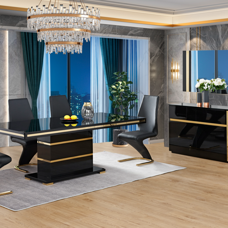 Modern Wooden Top Rectangular Dining Table / Ruchi