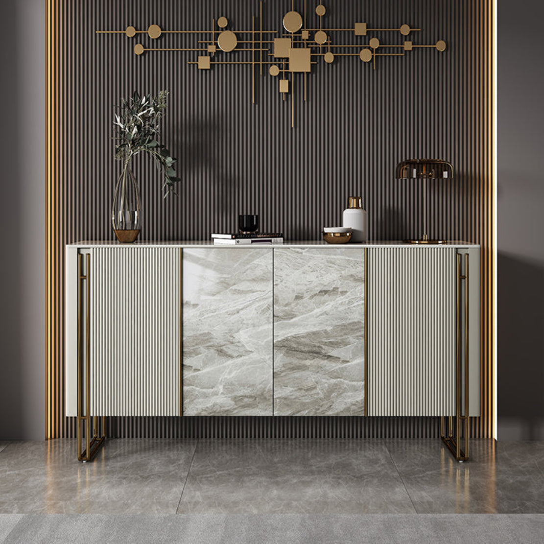 Marble Top Buffet Table With Storage / Ruchi