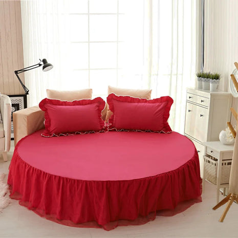 Cotton Round Bedsheet Skirt And Pillowcases /Ruchi