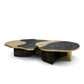 Contemporary Marble And Metal Coffee Table Set