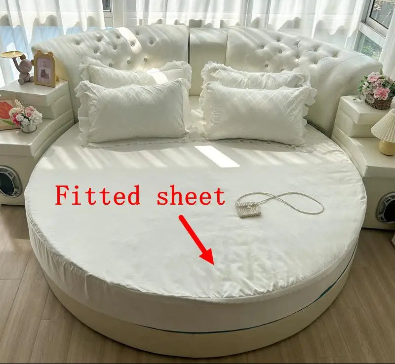 Round Microfiber Fabric Fitted Bedsheet And Bed-Skirt / Ruchi