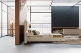 Modern Leather Platform Bed With Headboard / Ruchi