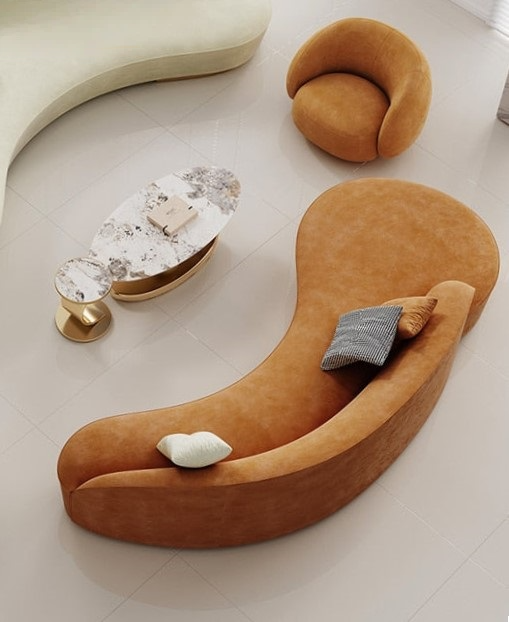 Affluent Curvy Fabric Upholstered Combination Sofa Set