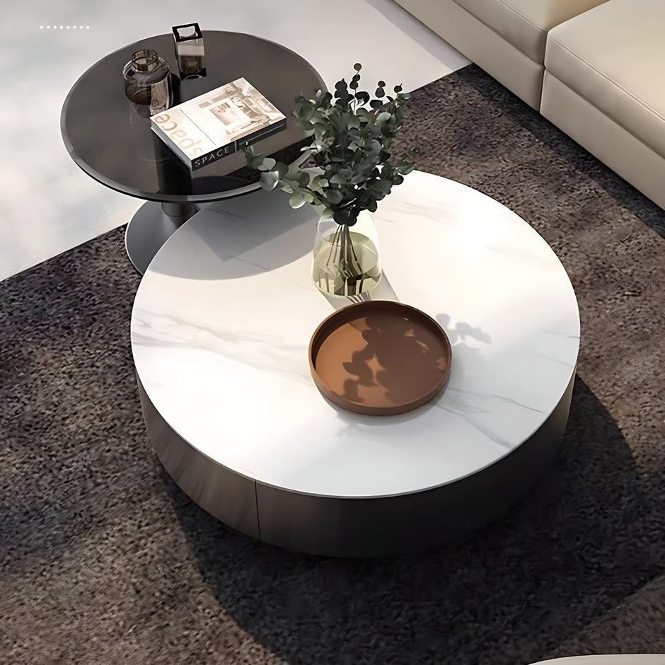 Modern Round Coffee Table With Storage / Ruchi